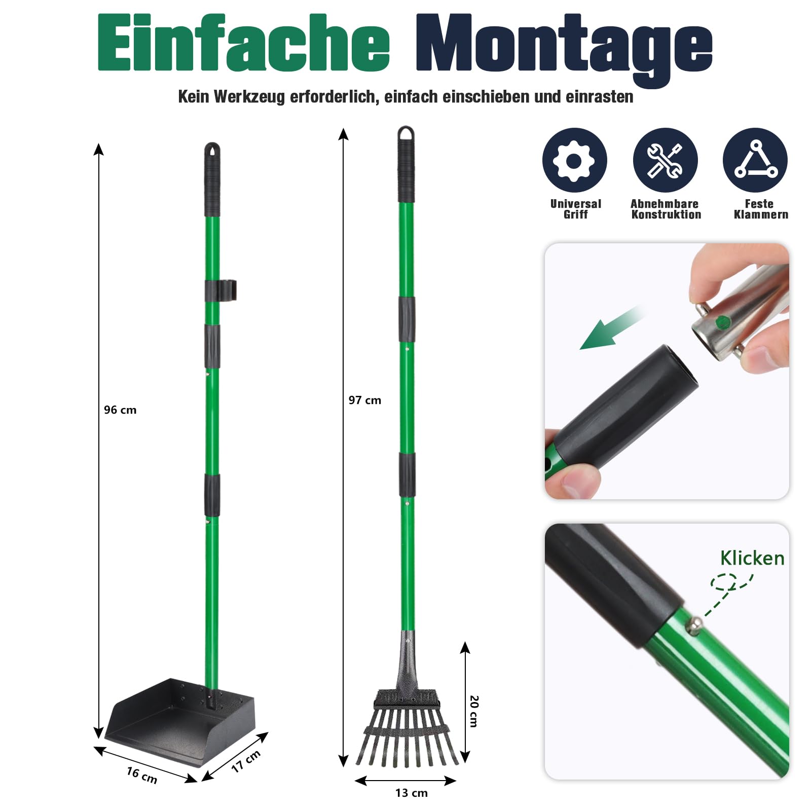 Hundekotschaufel Kehrschaufel & Rechen Mit Abfallsäcken, Hundekotsammler Langer Griff, Hundekot Scooper Für Garten & Laub