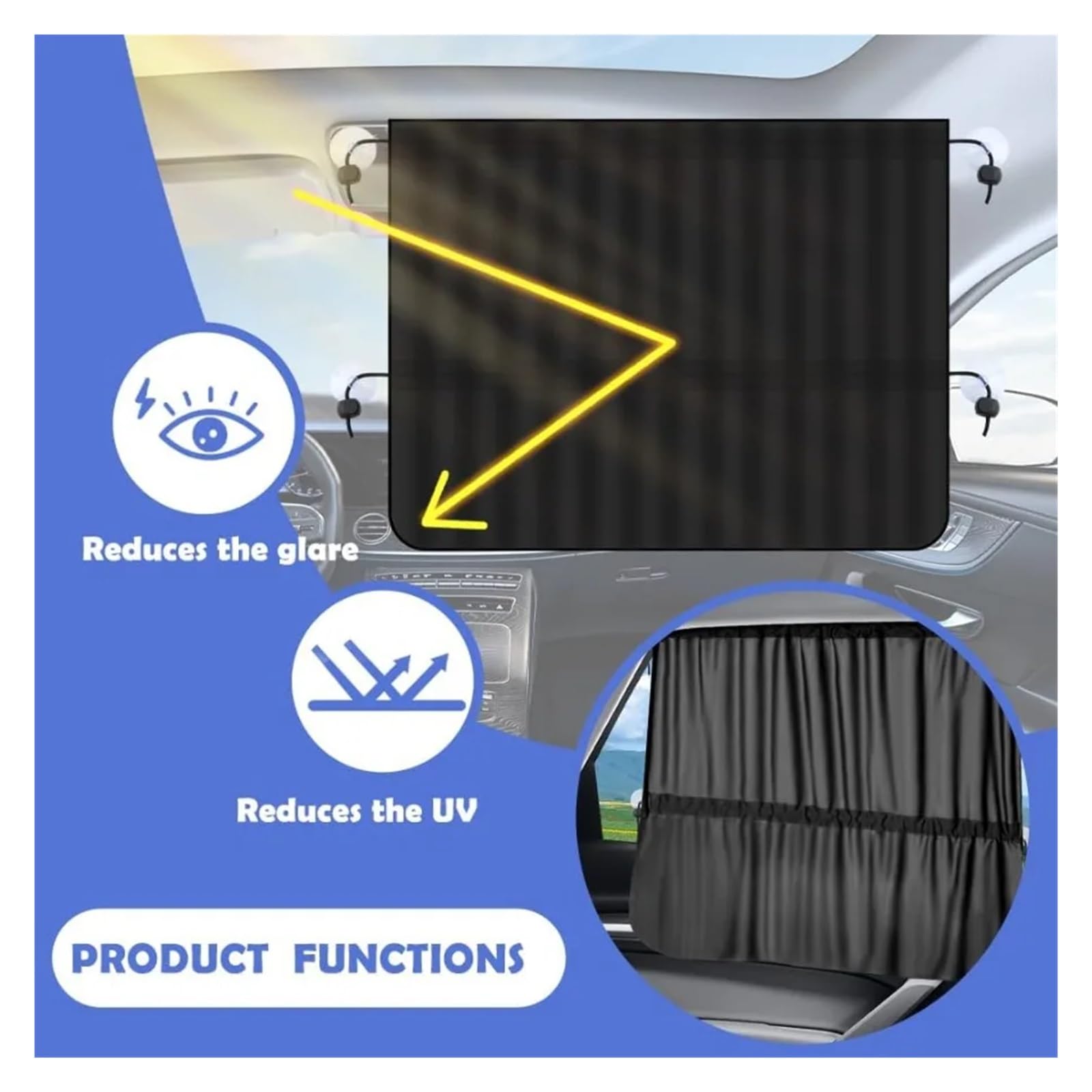 Rideau Voiture Lot de 2 Pare-Soleil Extensibles for vitres Voiture, Protection Contre Les Coups Soleil et Refroidissement l'habitacle (Universel)