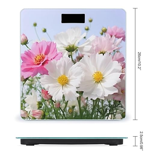 Báscula de Baño Digital Flores Blancas y Rosas 400 lb LCD miniatura 2