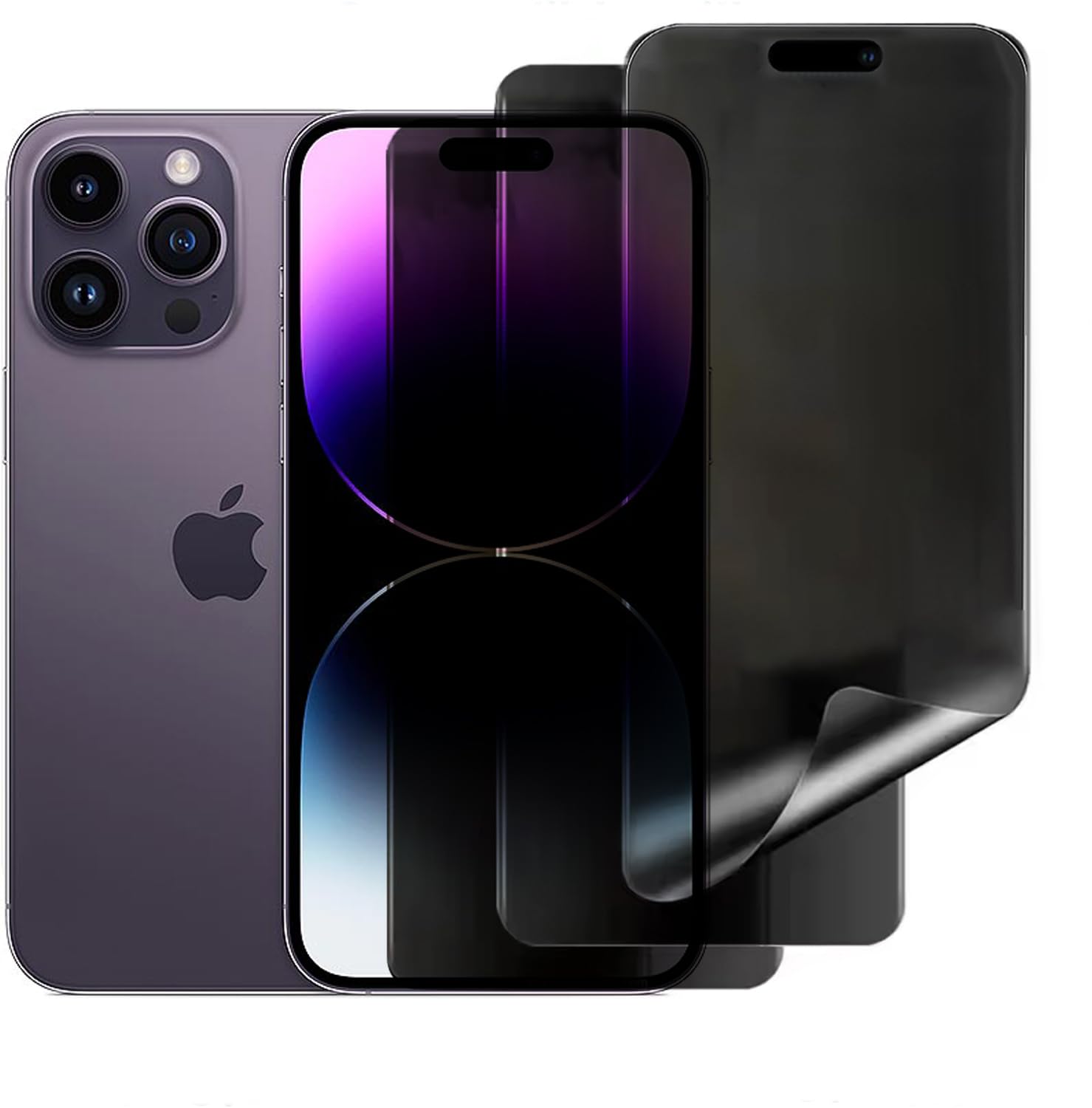 Privacidad Protectora de Pantalla para iPhone 14 Pro max | [2 Piezas] Antiespía y Antiarañazos Hidrogel película , Privacy screen protector de TPU Flexible