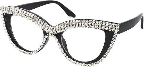 Miniatura 2 de Gafas de lectura de ojo de gato para mujer, con diamantes de imitación ampliados, bloqueo de luz azul