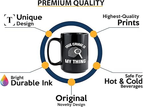 Miniatura 3 de Taza de café detective de 15 onzas, color negro - TRUE crime is - oficial de policía policía patrulla detective sheriff aplicación de la ley