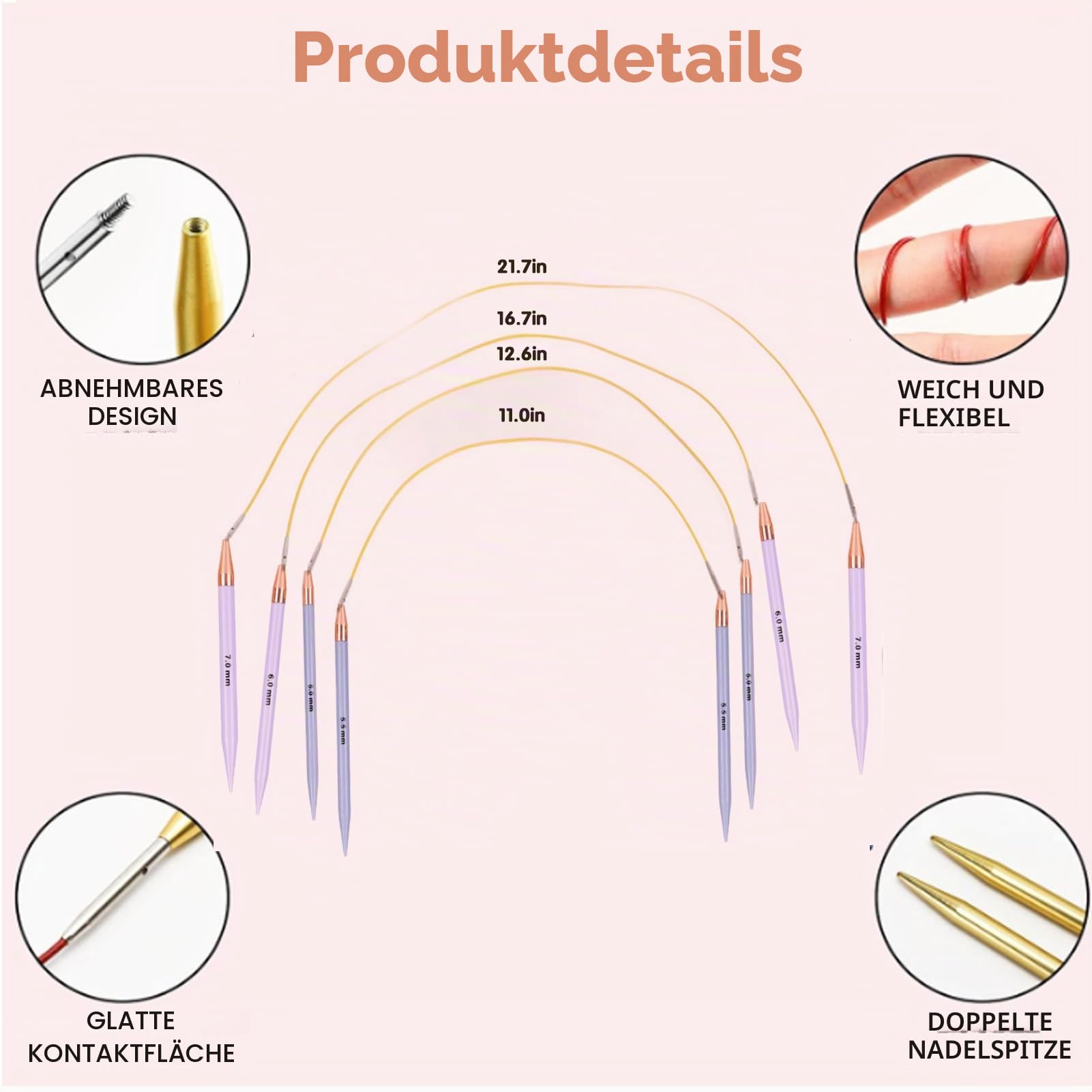 13 Paar Rund Stricknadeln Set Austauschbare Stricknadelset Rundstricknadeln mit Aufbewahrungskoffer Häkelnadeln