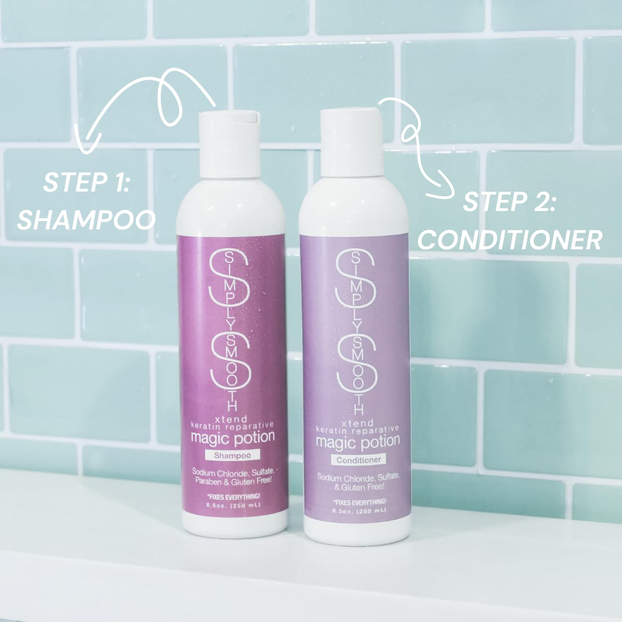 SIMPLY SMOOTH Xtend Keratin Magic Potion Conditioner Daily Conditioner Restore & Repair Dry, Damaged, Depleted Hair Hydrate & Create Soft, Healthy Hair For All Hair Types 8.5 Fl Oz