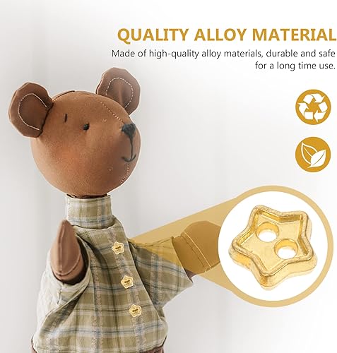 Miniatura 8 de EXCEART 100 mini botones de estrella para manualidades, manualidades, muñecos de felpa rellenos, proyectos de álbumes de recortes, dorado, 100