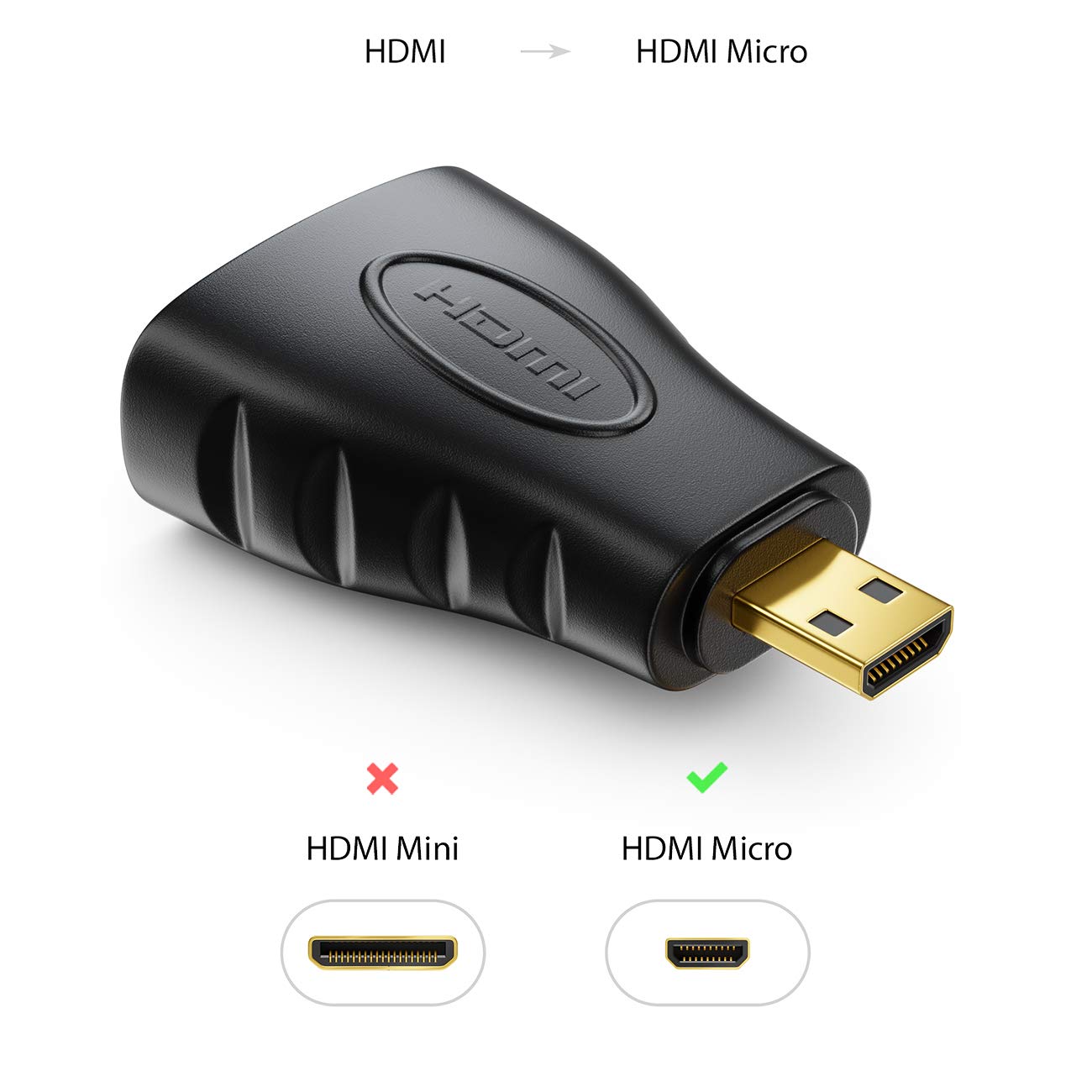 deleyCON HDMI Adattatore Micro HDMI - Connettore HDMI su Connettore micro HDMI 4K Ultra HD UHD 1080p Full HD - Nero