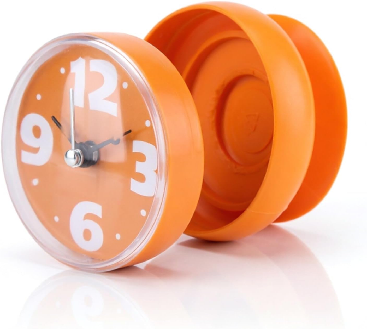 Bathroom Clock, Battery Operated Wall Clock with Large Suction Cup Shower Timer Bathroom Accessories for Shower Washroom Kitchen (Orange)