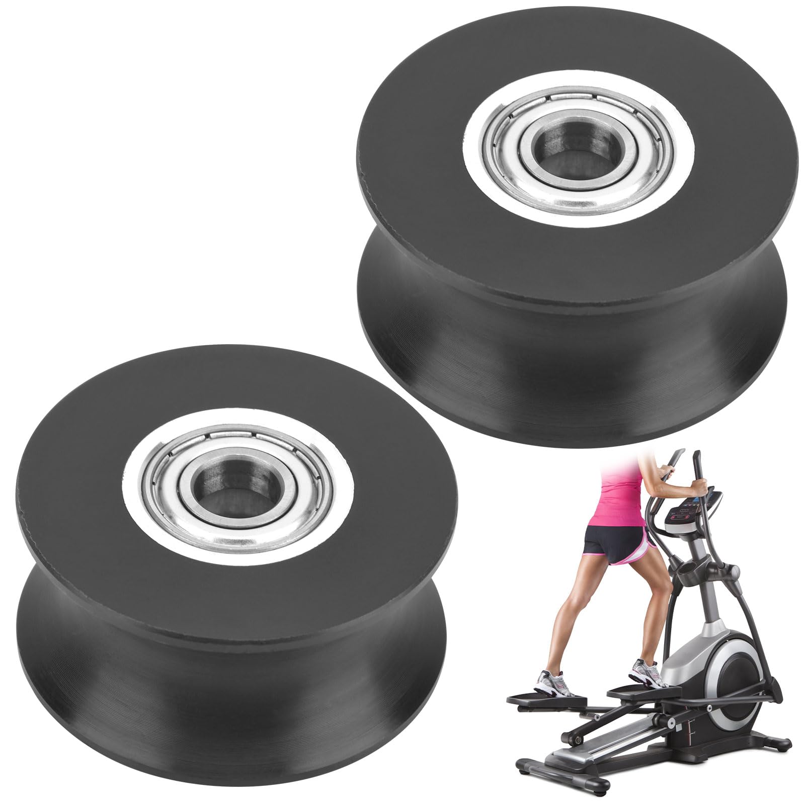 2 Pcs 340773 Elliptical Roller Wheel Replacement for Tread-Life Pro-Form Nordic-Track Elliptical Brands, It can Reduce Abnormal Noise and Enhance Stability