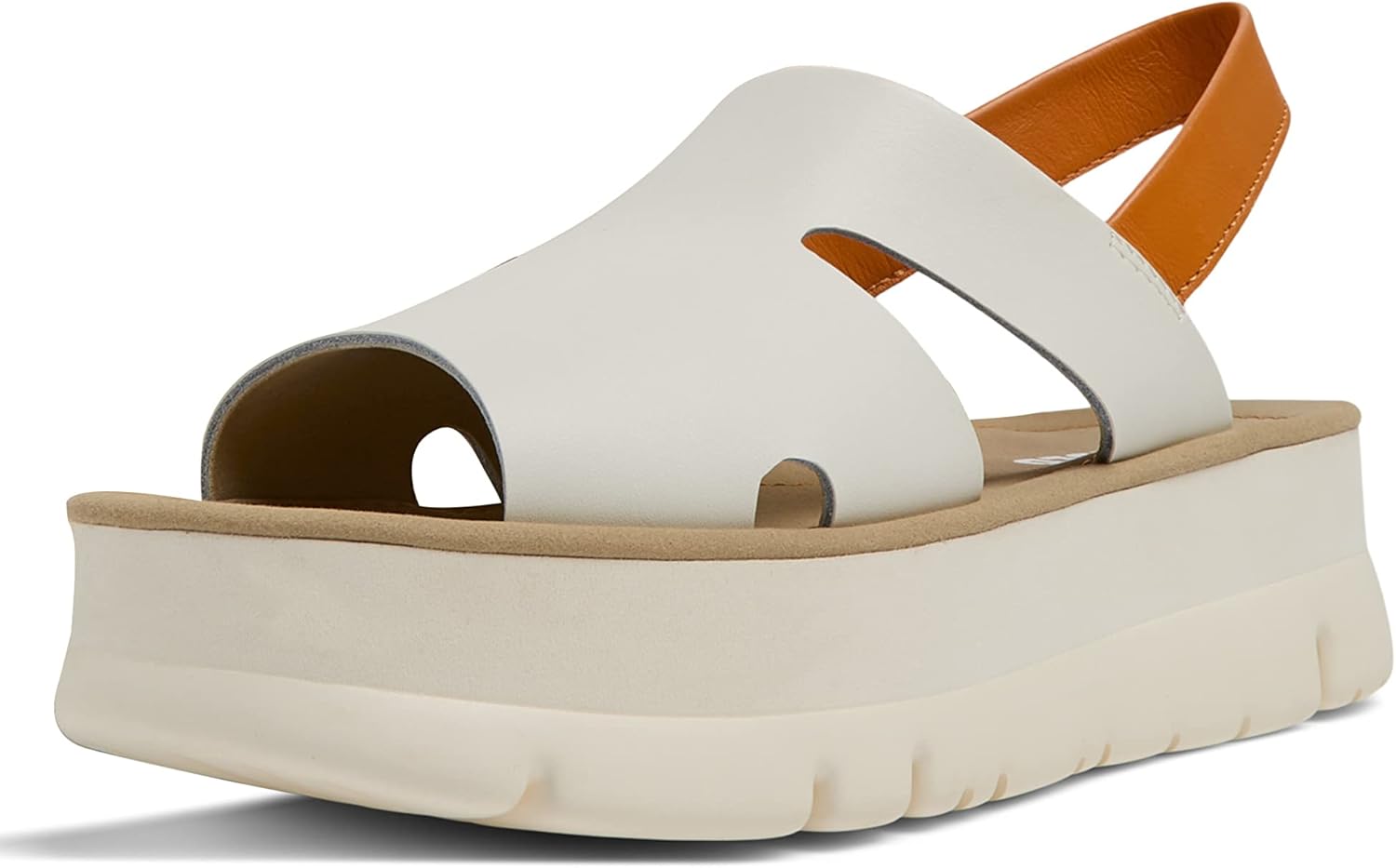 Camper Women's Wedge Sandal, White Natural, 9