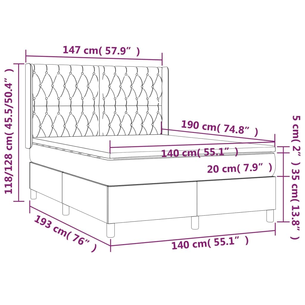 Aksamitne z regulowanym zagłówkiem Kontynentalne 140x190cm Szary | Łóżko kontynentalne z materacem kieszeniowym 140x190 ciemnoszary aksamit regulowany zagłówek