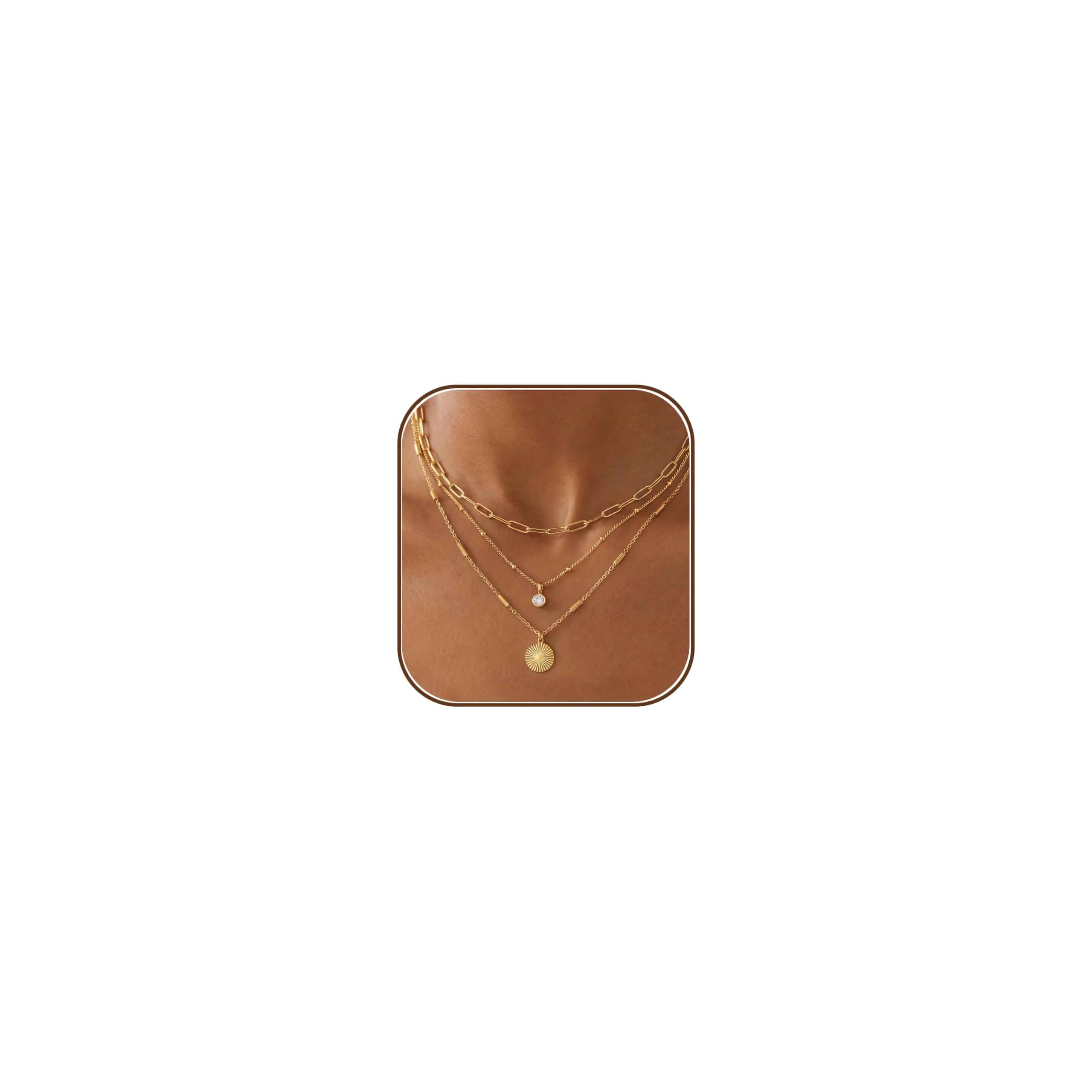Layered Gold Necklaces for Women Trendy,14K Gold Plated Chain Necklace Stack Cute Choker Necklace Set Dainty Statement Gold Layered Necklaces for Women Waterproof Jewelry