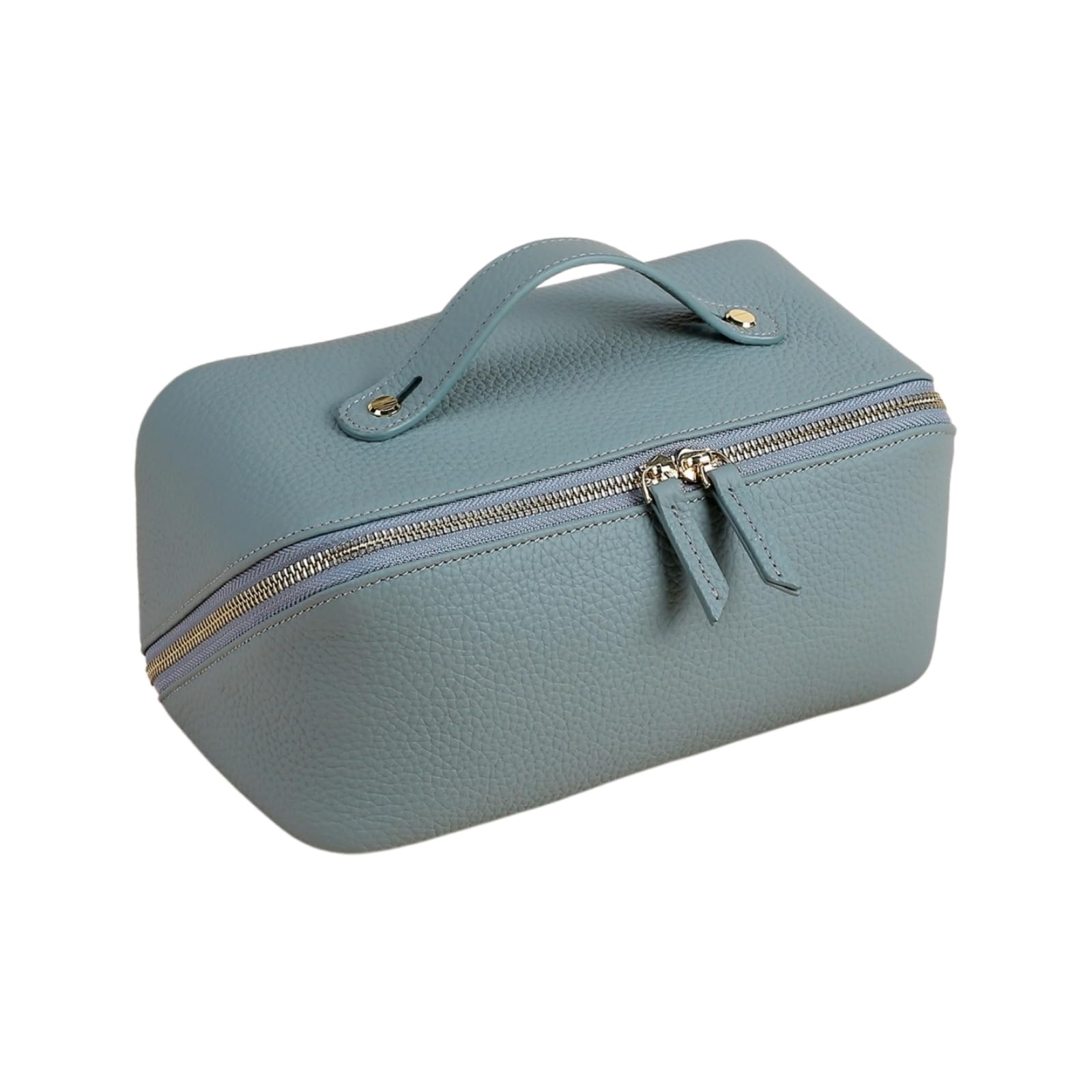 Kosmetiktasche Damen, Kosmetiktasche aus echtem Rindsleder für Damen (Blau)