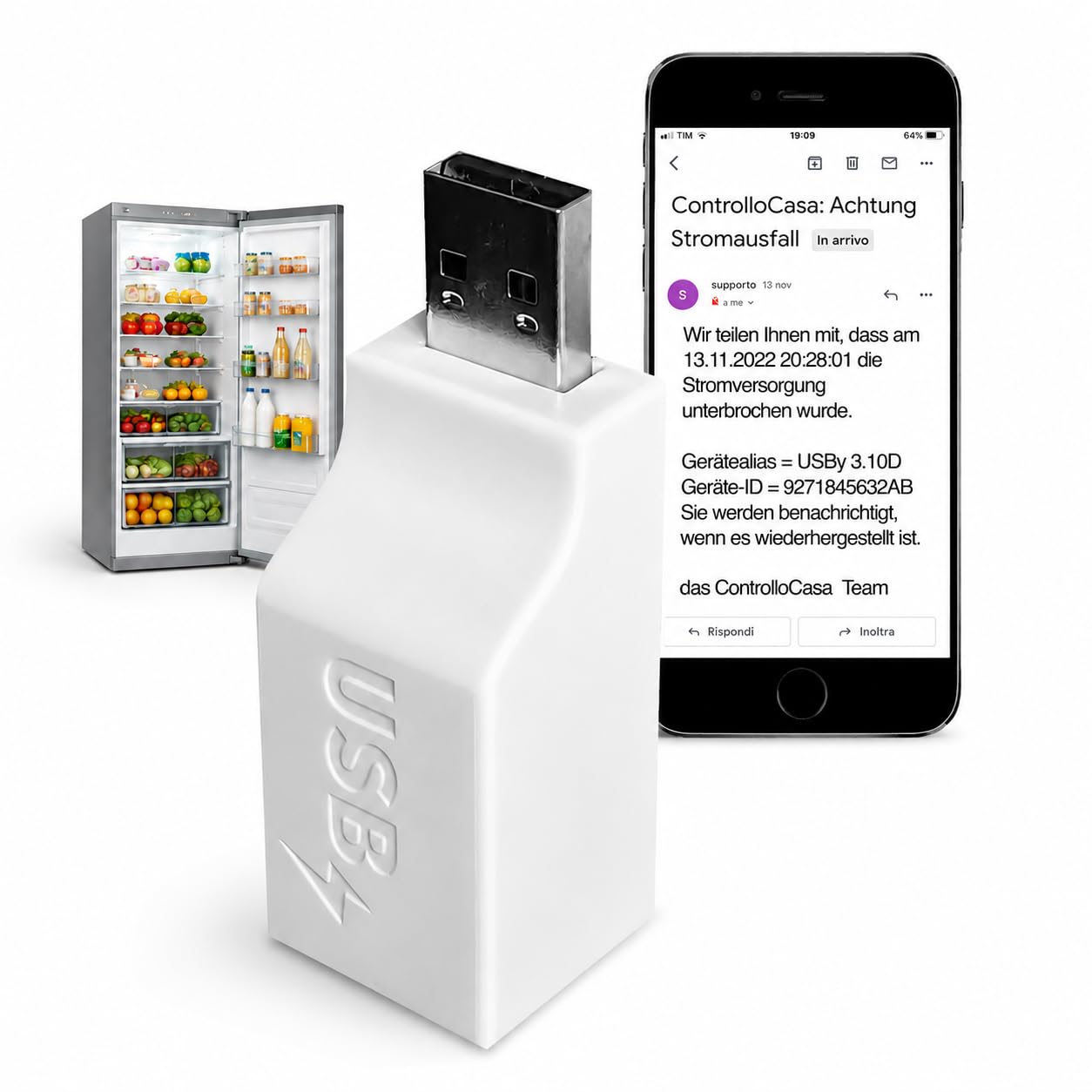 Stromausfall Melder | Stromausfall Alarm WLAN | Sofortige Warnung bei Stromausfall | Schutz für Gefrierschrank, Kühlschrank , Aquarium, Ferienhaus, Wohnmobil und Sicherheitssysteme | Ohne ABO