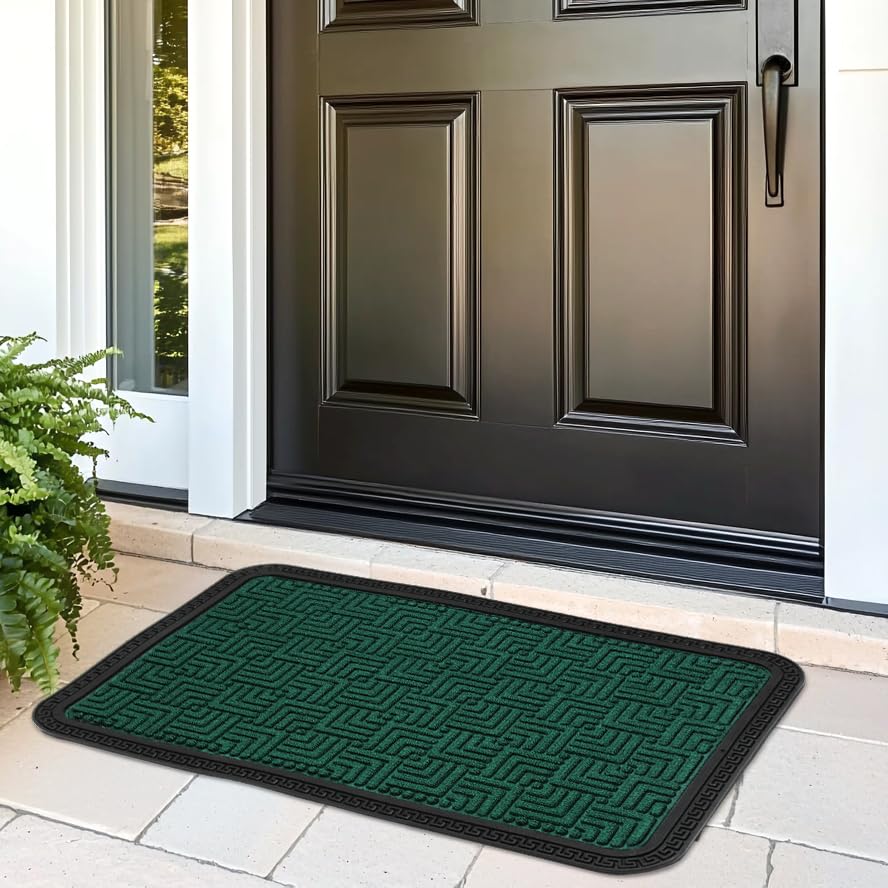 Image of Encasa XO Door Mat for Home Entrance, Polypropylene Floor Mat Green