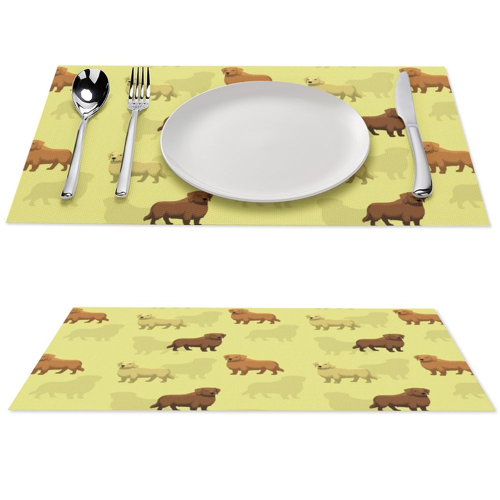 Golden Retriever Dogs Pattern Placemats Set of 4 PCS Washable Table Runner 18" X 12" Place Mats for Kitchen Party Dining Decoration