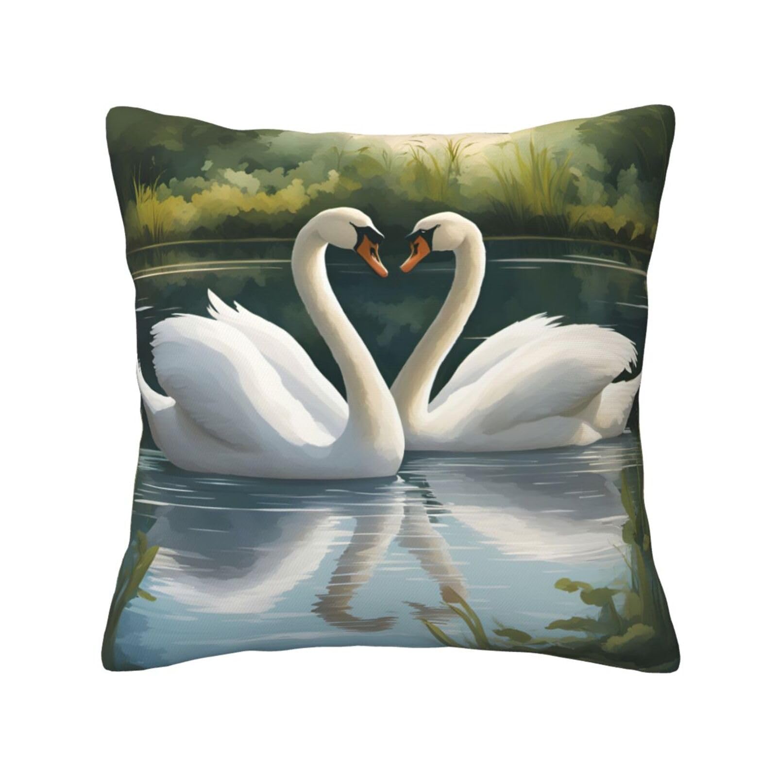 Breaux Black Beautiful White Swans On The Lake Print Pillow Covers Throw Pillows Outdoor Pillowcase Square Cushion Cover Couch Bed