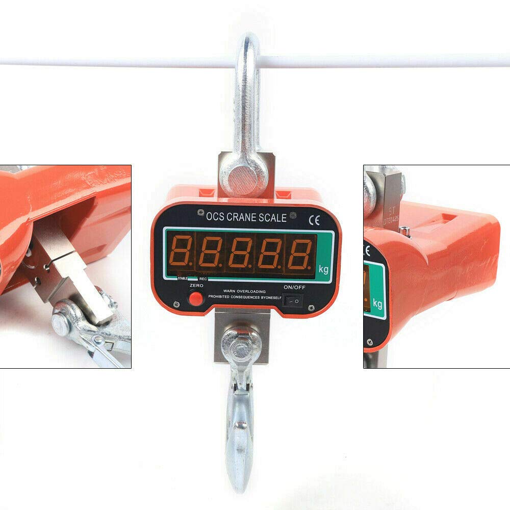 SHZICMY Báscula digital de 3 toneladas para grúa industrial, báscula electrónica colgante con pantalla LCD, báscula de cocina portátil, báscula de equipaje, báscula de maleta, báscula de gancho,