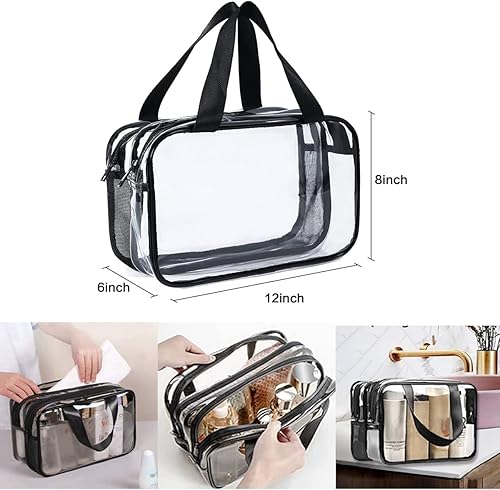 Miniatura 5 de SxoSyo Bolsa de maquillaje transparente, bolsas de cosméticos transparentes, bolsas de viaje impermeables para artículos de tocador, organizador de