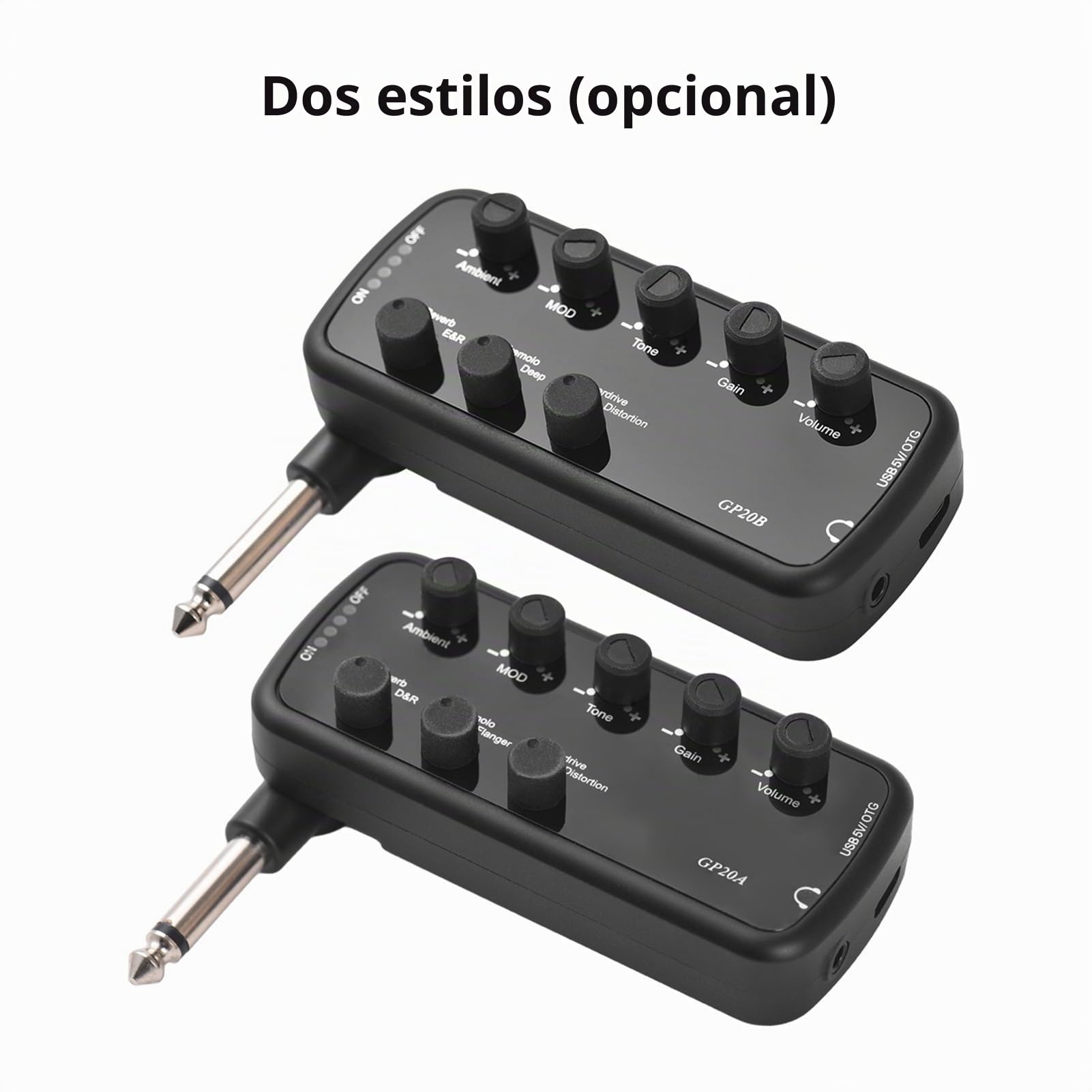 HUIOP Amplificador de guitarra Mini amplificador Auriculares portátiles Amplificador de guitarra Plug and Play para guitarra eléctrica Instrumento musical 3 Simulaciones de altavoces incorporados Grab