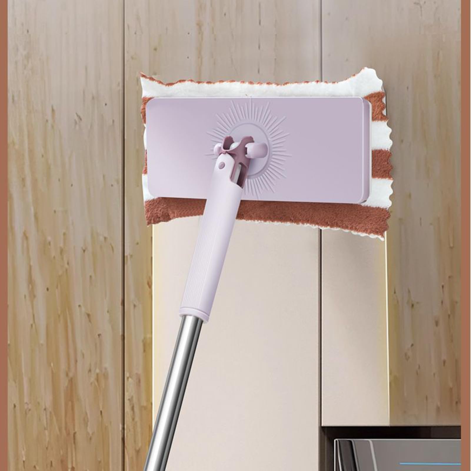 Fregona Reutilizable,Mango Largo con Pinza Automática,Mopa Plana con Almohadillas Lavables | para Cocina Baño Dormitorio Sala De Estar Suelo De Madera Laminado Ventana Techo