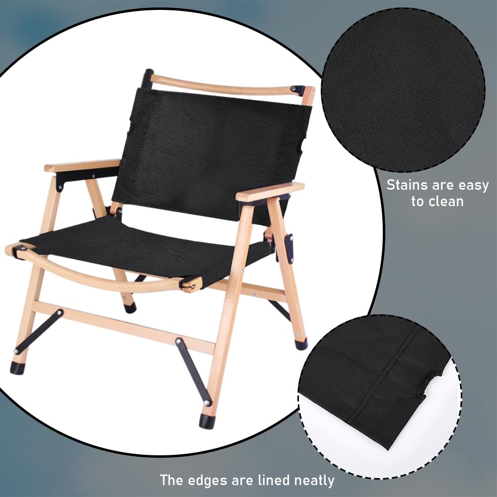 Silla de campamento de tamaño mediano, tela Oxford, plegable, para exteriores, 18.898 x 11.220 in, color negro, impermeable, respaldo alto, para senderismo, mochilero, deportes 5