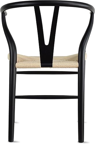 Miniatura 16 de 2xhome - Silla con respaldo cruzado, marco de madera sólida, estilo antiguo, silla de comedor con asiento de tejido suave (arce miel) Natural,Negro