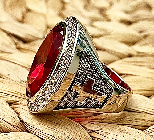 Ruby Red Cubic Zirconia Rhodium Plated Bishop Cross and Midre3