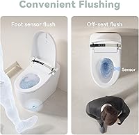 Vista 3 de HOCANFLO Inodoro inteligente con bidé integrado, dos piezas sin tanque con control remoto, funciones de lavado controladas por temperatura, asiento
