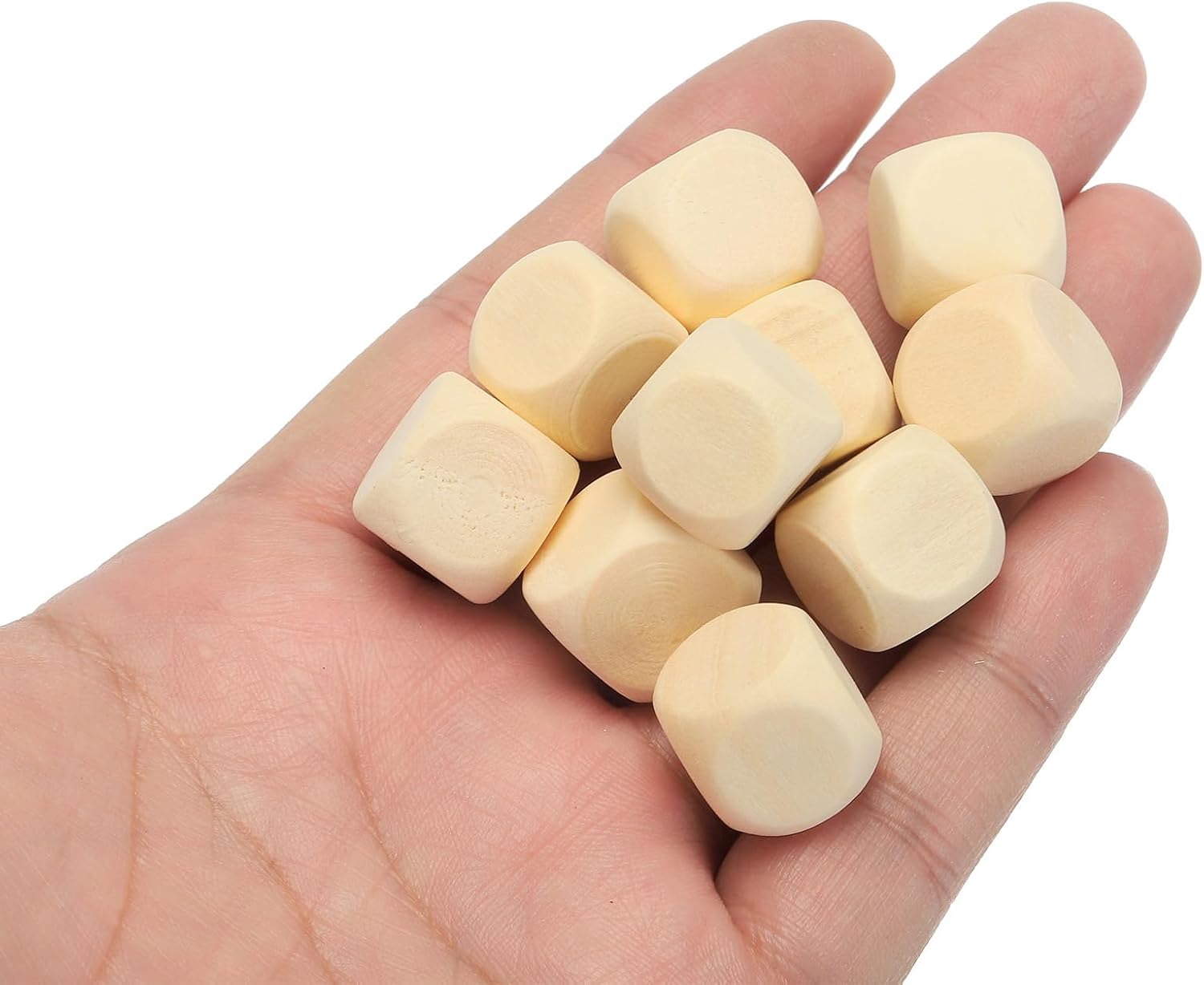 PATIKIL 15mm Wooden Blank Dice, 120Pcs Unfinished 6 Sides Cube Dice with Round Corner Square Wood Blocks for DIY Craft Projects