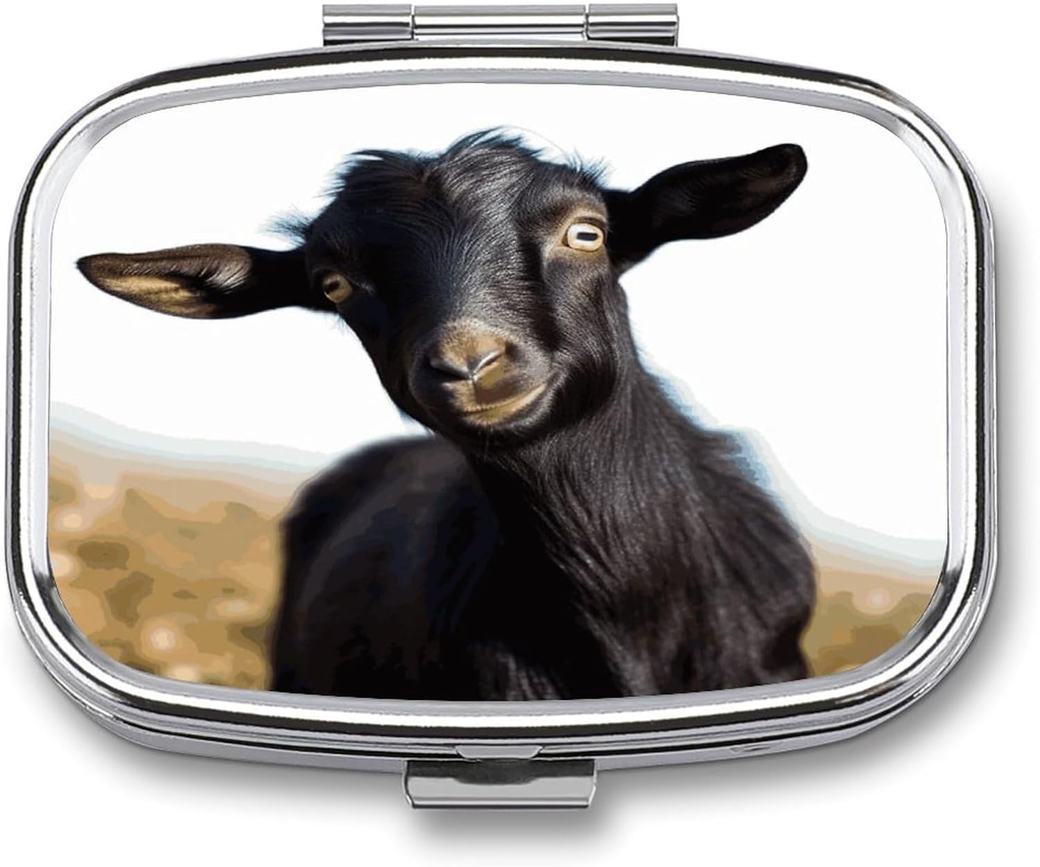 Cute Black Goat Animal Travel Pill Organizer Pill Case