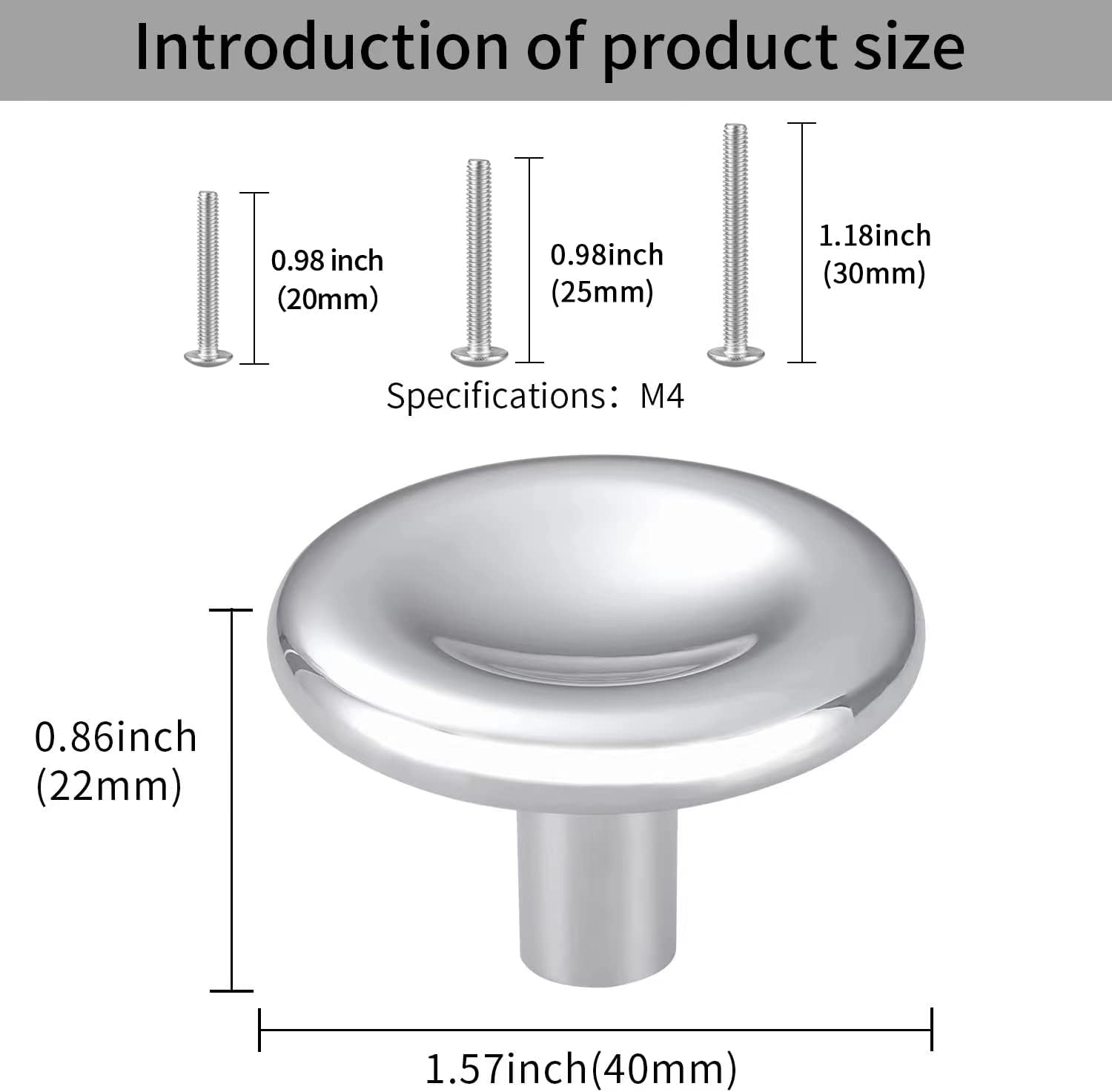 NEGS 1.57-inch Polished Chrome Cabinet knobs Dresser knobs Drawer knobs Bright Silver Cabinet knobs Wine Cabinet Liquidation of Inventory 10-Piece Set (Solid 43g)