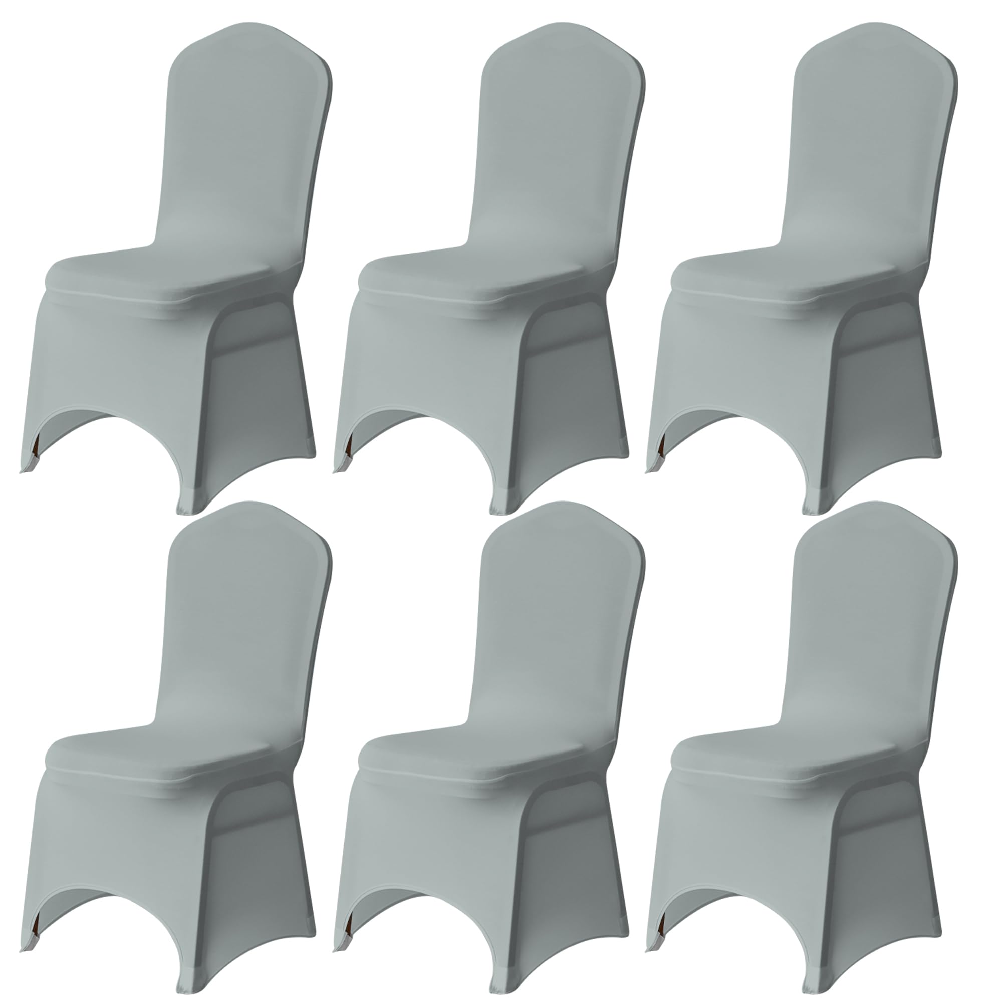 Trimming Shop 6pcs Silver Wedding Chair Covers Stretch Slipcovers โ image 1