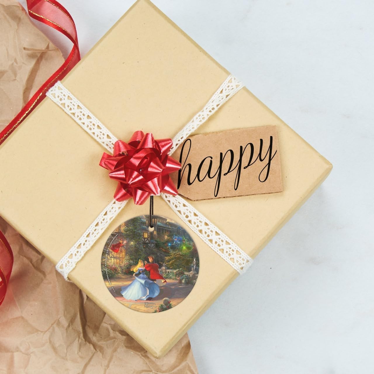 Thomas Kinkade Studios – Disney – Sleeping Beauty – Dancing in The Enchanted Light – 3.5” Starfire Prints Hanging Glass Print Accessory – - Ideal for Gifting and Collecting SPCIR958 - Image 4