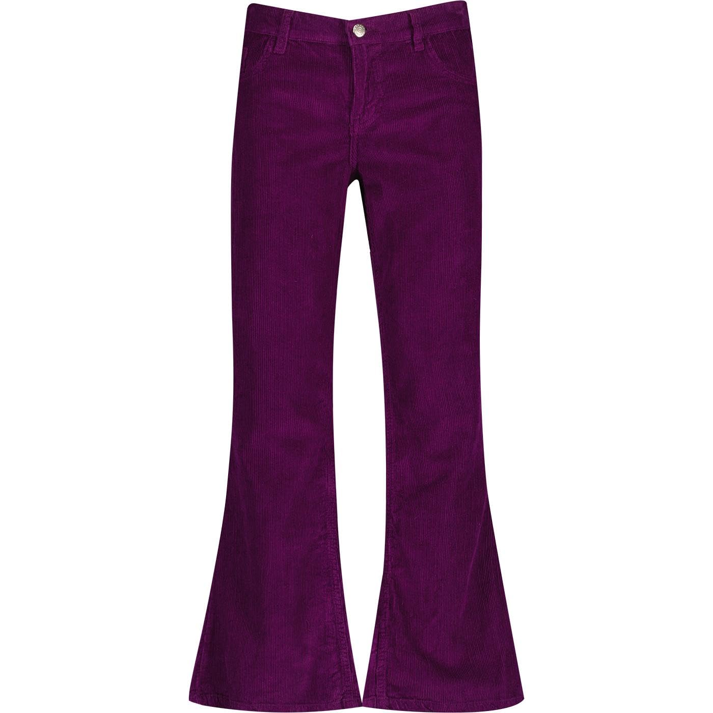 Madcap England Men's Retro Mod 60s 70s Flared Cord Flares Jeans Trousers Bootcut Bell Bottoms Killer MC296 (UK, Waist & Inseam, 30, 30, Purple)