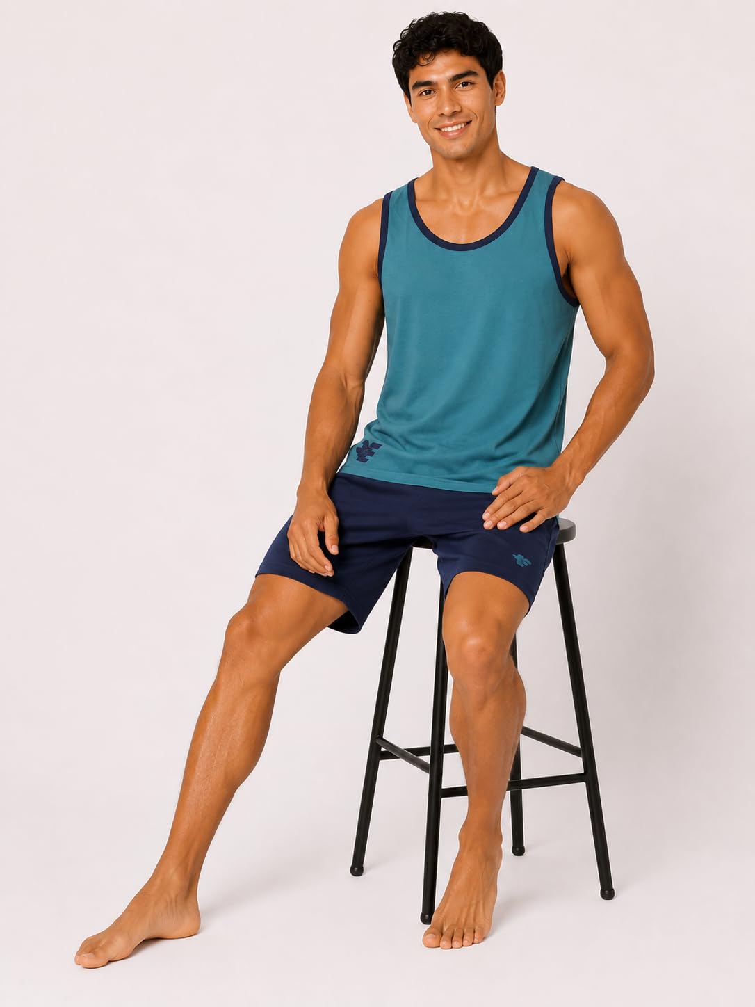 Pigiama Uomo Cotone Corto Leggero Estivo – Canotta e Pantaloncini - Pigiama Due Pezzi in 100% Fresco Cotone –