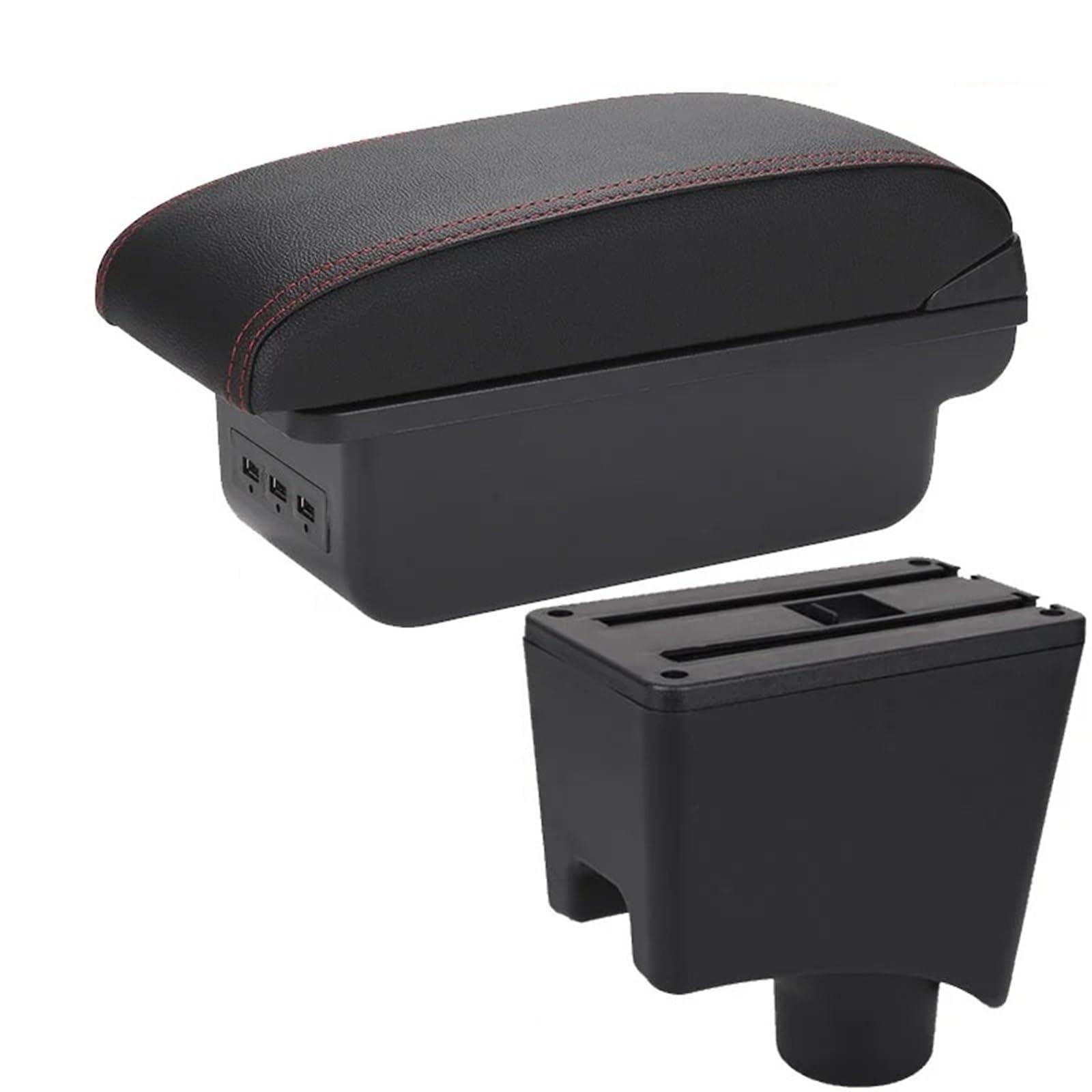 AWGNTQQ Car Armrests For Dacia For Sandero For Logan 2 For Nissan Almera G15 For Lada For LARGUS Car Armrest Box Storage Accessories(B1 Black red 3USB)