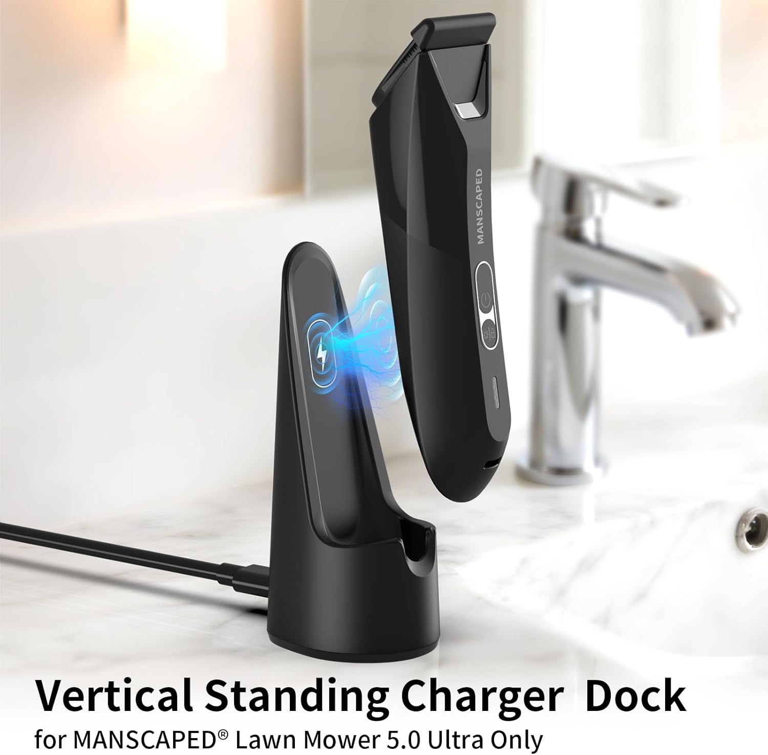 Charging Dock Replacement for MANSCAPED Lawn Mower 5.0 Ultra | Vertical Standing Charger for Manscape Trimmer with AC Adapter, Manscaped Charger Holder - Gadgets Gifts for Men (T Black)
