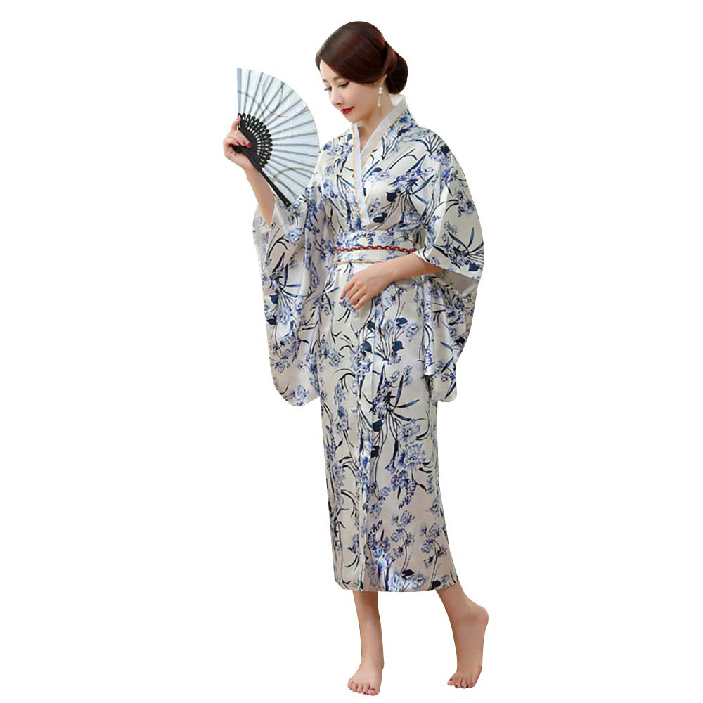 Kimono blu tradizionale giapponese per le donne, UTAÔJO