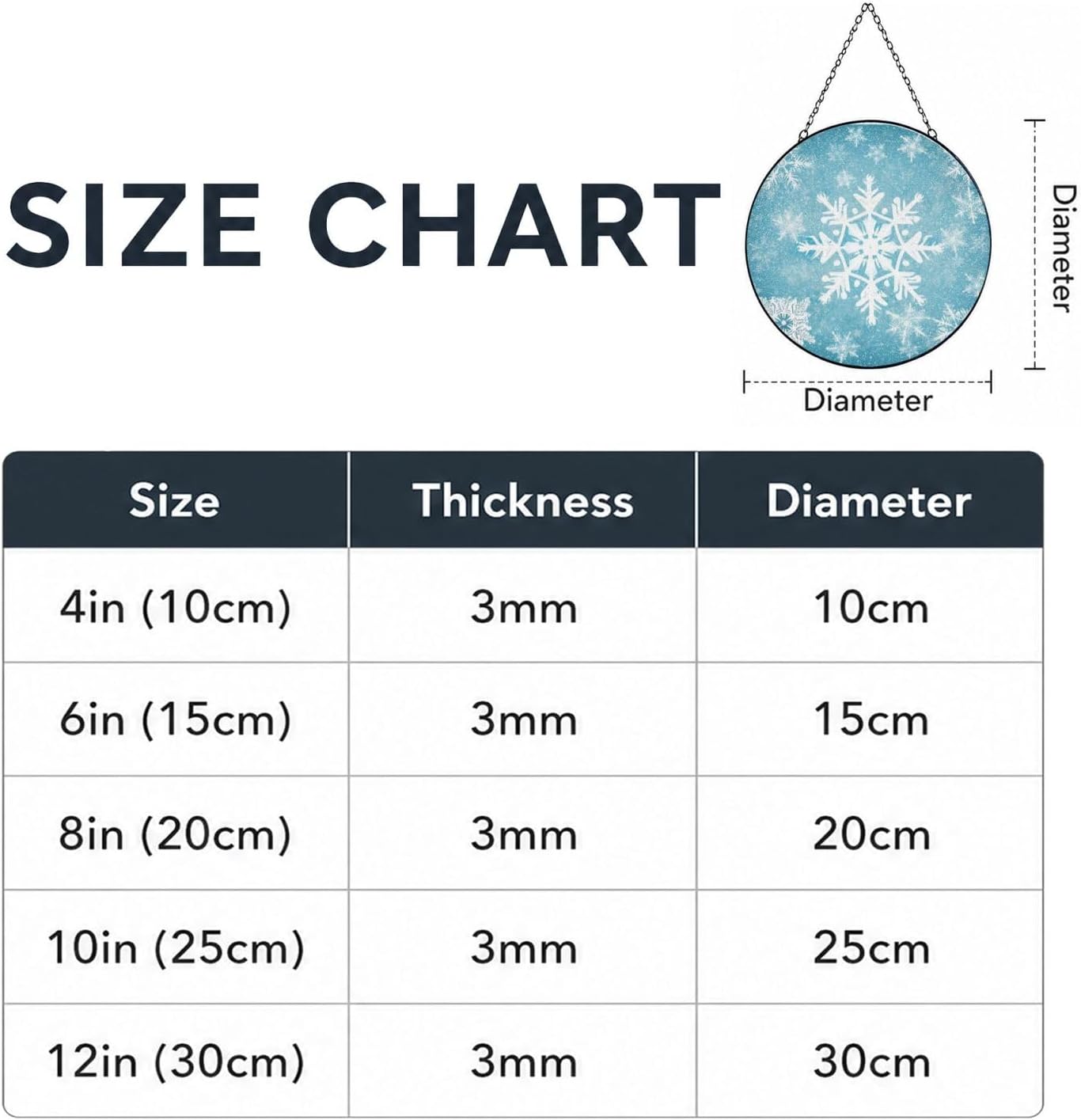 Stained Glass Window Hanging 6in（15cm）, Winter Snowflake Glass Suncatcher for Home Decor, Indoor Wall Art Glass Panel with Metal Chain and Hooks, Sun Catcher Ornament Birthday Gifts