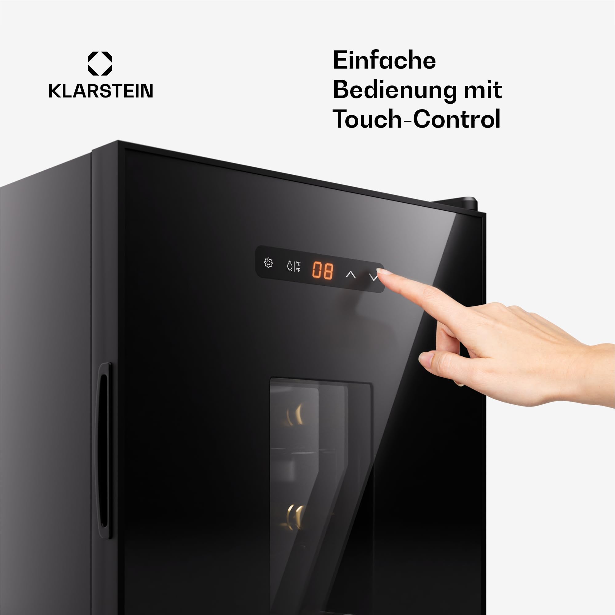 Klarstein Freistehender Weinkühlschrank 1 Zonen 16 Flaschen 5-22°C Glastür Leiser Flaschenkühlschrank