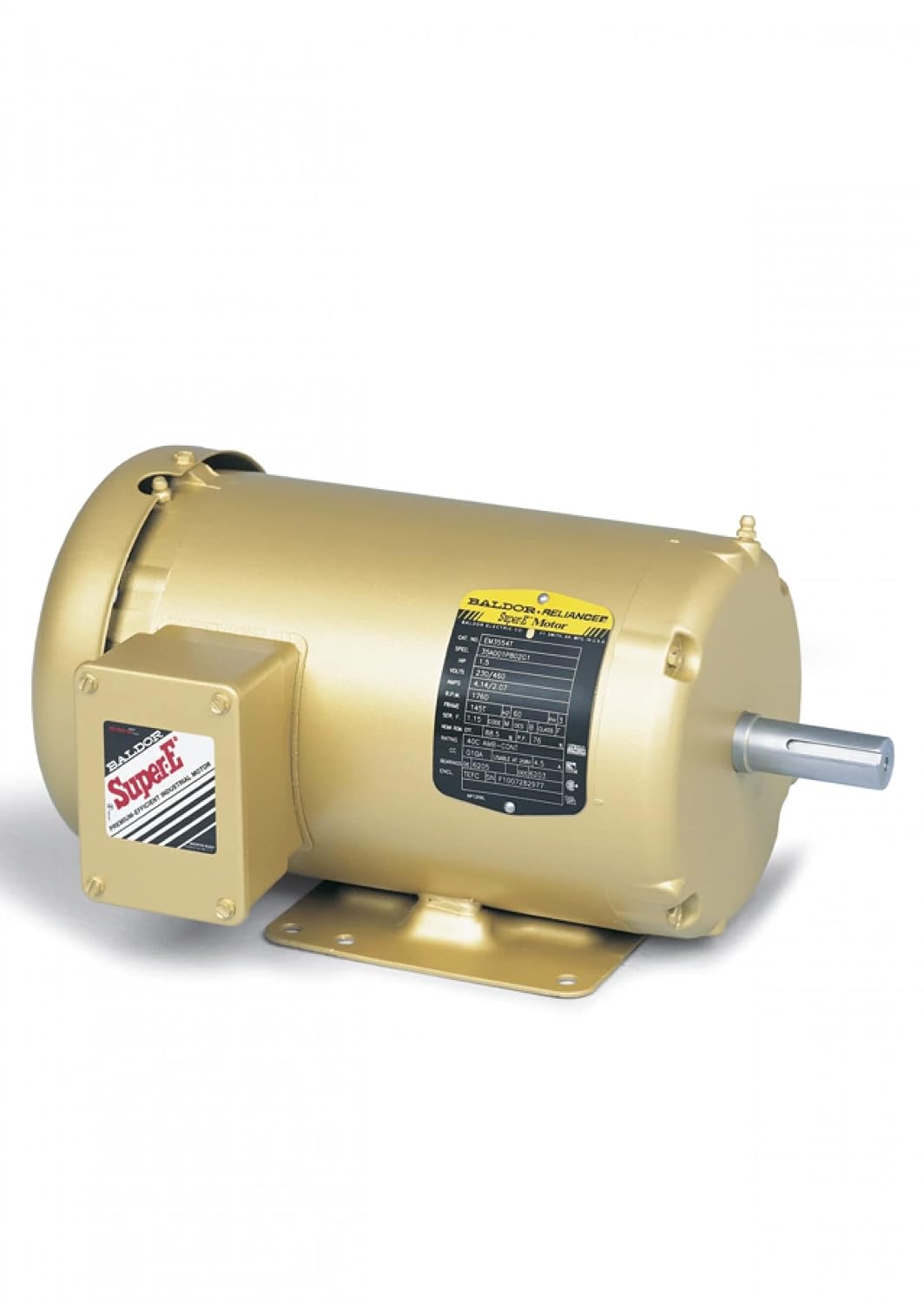 Baldor EM3545 General Purpose AC Motor, 3 Phase, 56 Frame, TEFC Enclosure, 1Hp Output, 3450rpm, 60Hz, 230/460V Voltage