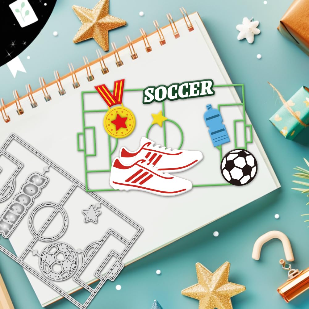 INFUNLY 3Pcs Football Die Cuts for Card Making Soccer Metal Cutting Dies Sportsman Die Cuts Football Pitch Cutting Dies Sports Themed Stencils for DIY Scrapbooking Album Decor Embossing Paper Crafts - Image 4