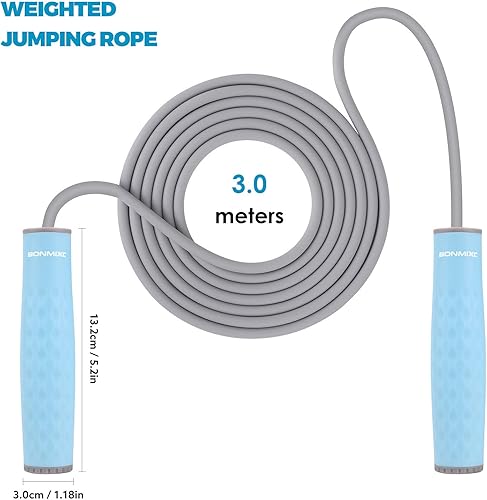 Miniatura 5 de BONMIXC Jump Rope 3 Styles  1-LB Weighted Jump Rope for Adults Women.  Speed Jump Rope with Ball Bearings for Fitness.  Lightweight Skipping Ropes