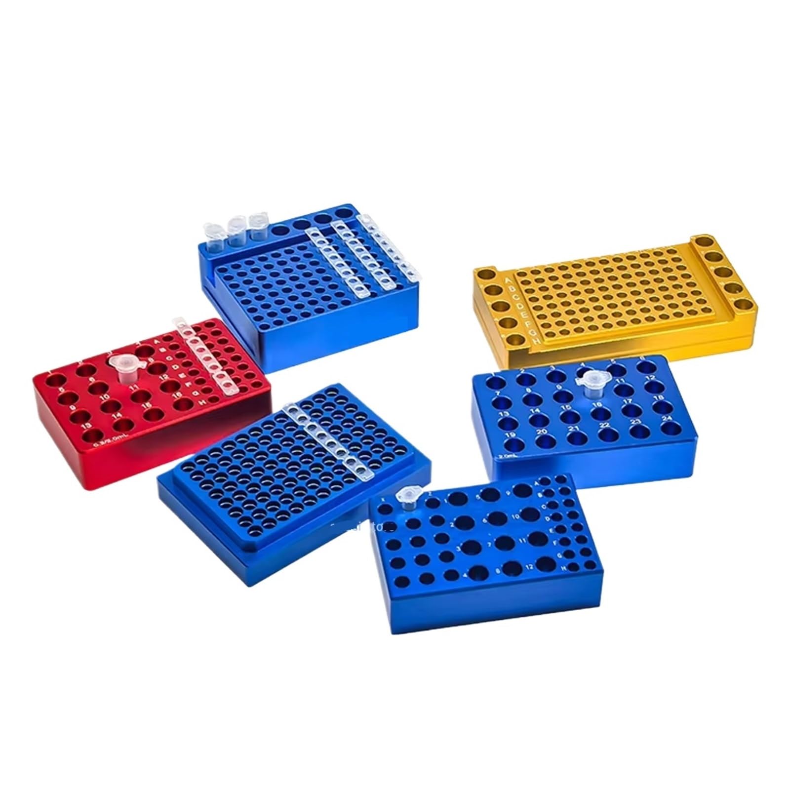 Gradilla Para Tubos De Centrífuga Enfriador de caja de hielo de aluminio, termostato de baja temperatura, Modular preenfriado, 0,2/1,5/2/5/10/15/50ML, soporte de tubo centrífugo, 1 pieza | 0.2ml-96Holes