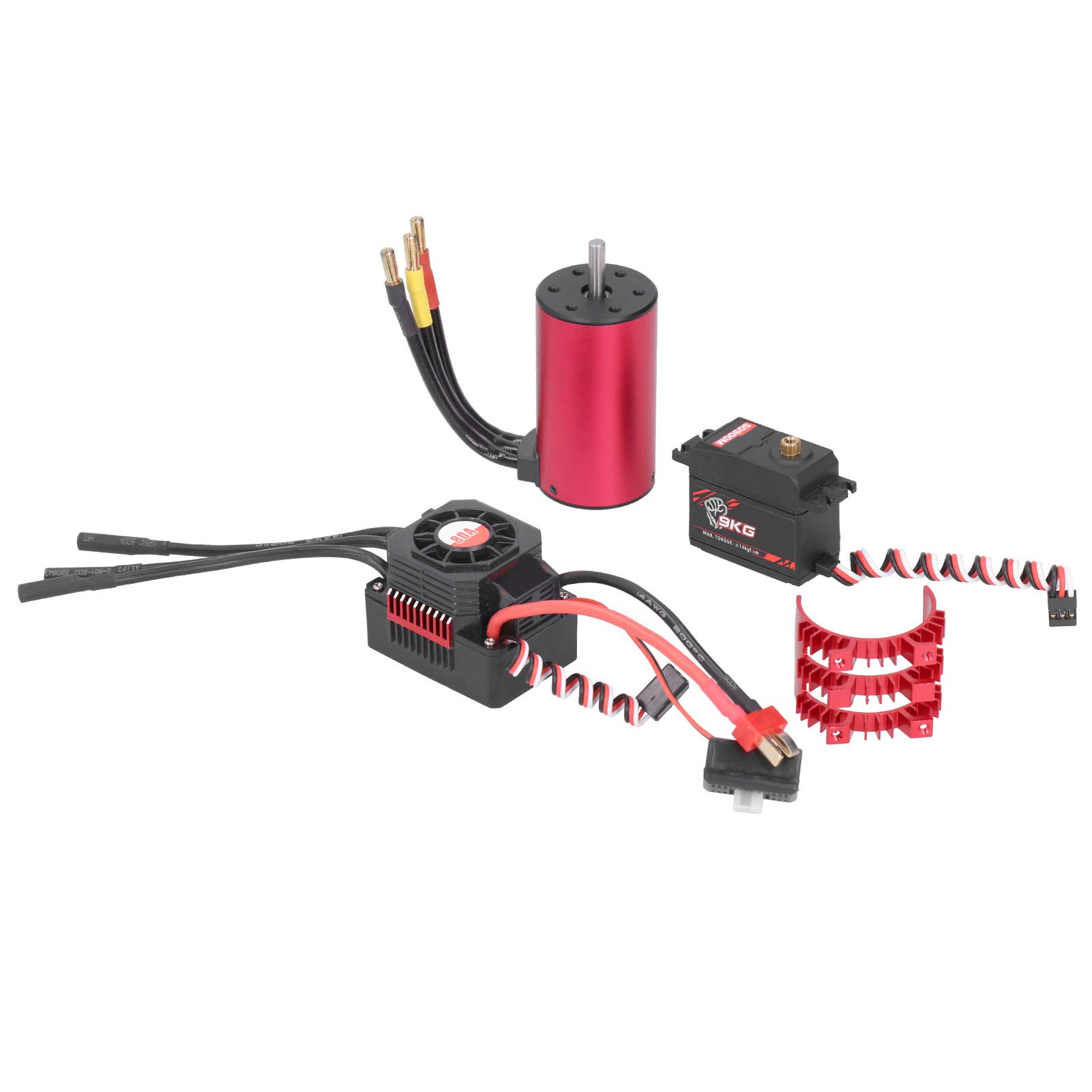 Przekroczenie hobby 3665 2900 kV bezszczotkowy silnik Combo z 80 A ESC i serwo 9 kg do samochodu RC 1/10, wysoka prędkość i wytrzymałe części metalowe