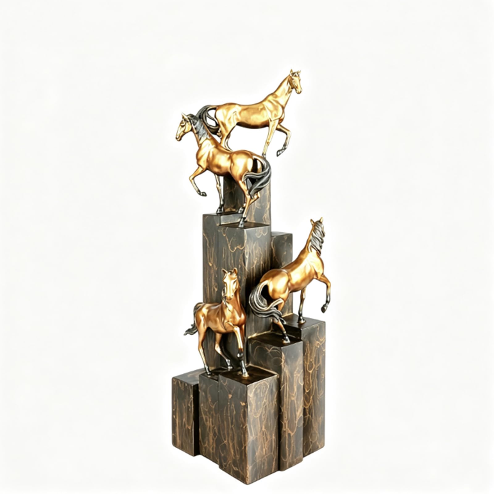 Hhhxkkuu Brass Horse Sculpture Step by Step Rising Office Desk Ornament