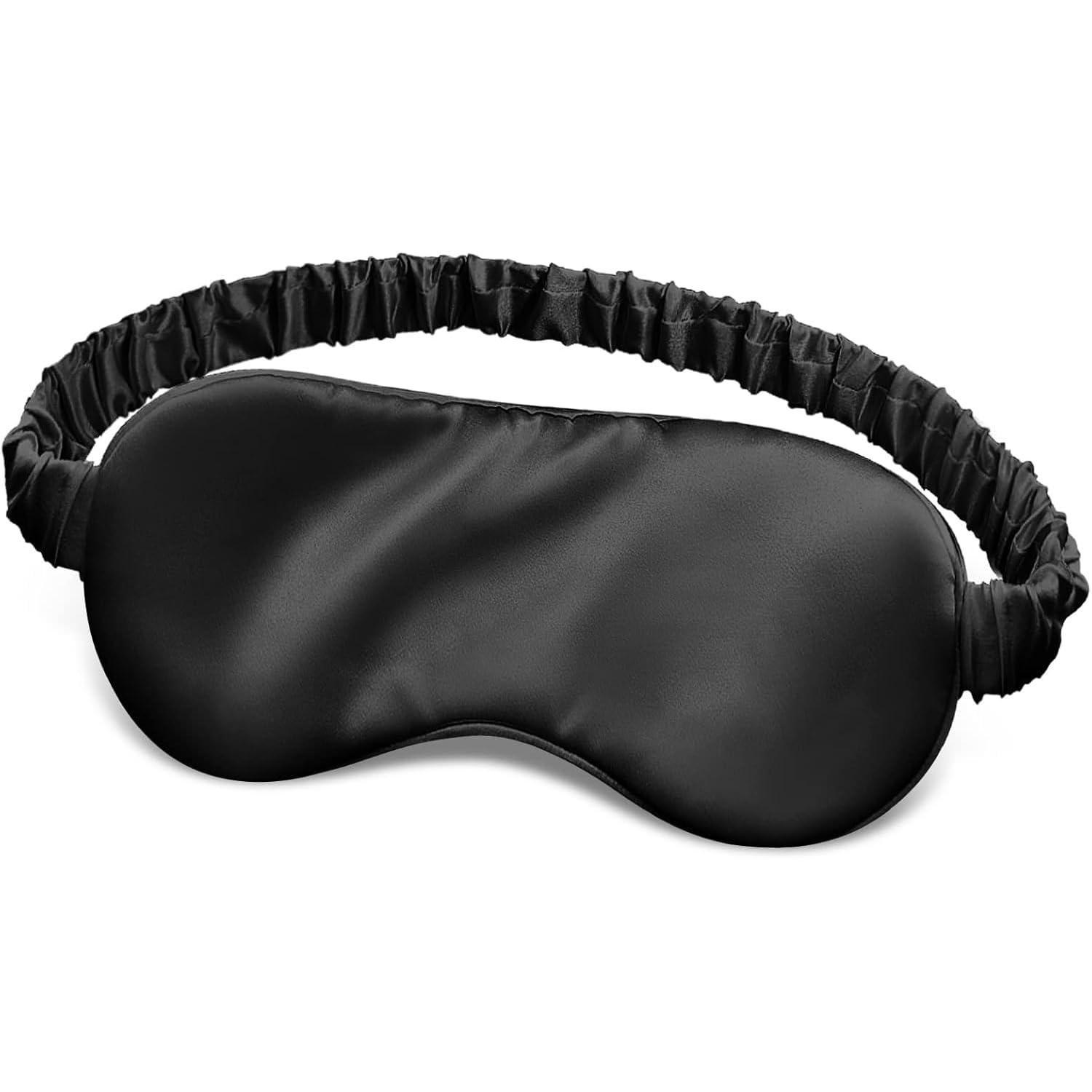 Silk Sleep Mask for Sleeping – 100% Mulberry Satin Eye Mask with Silk Filling & Elastic Strap, Soft Light Blocking Eyeshade for Night Sleep, Travel & Nap – Women & Men (Black)