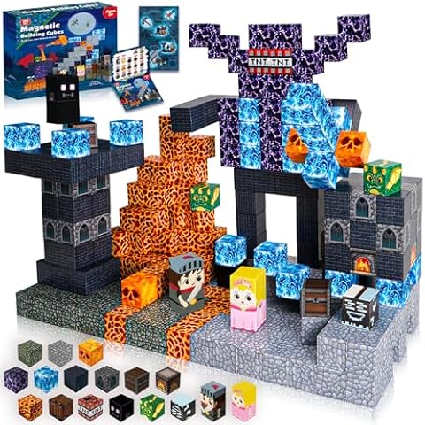 Annexfun Magnetic Blocks - 100PCS Build Magnetic Dark Mechanical Guardian Castle - Magnetic Toys for Montessori Toddler Christmas Birthday Gifts - STEM Sensory Toys for 3 4 5 6 7 8 9 10 Year Old Boys Cover