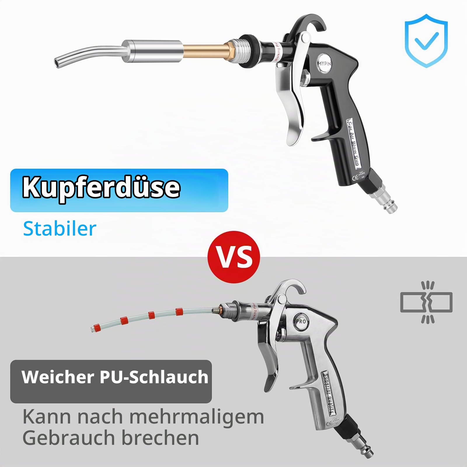 MYPIN Auto-Reinigungspistole, Luftblaspistole 6-9,2 Bar, 2 Düsensätze für Fahrzeug-Polster und Teppich-Sitz