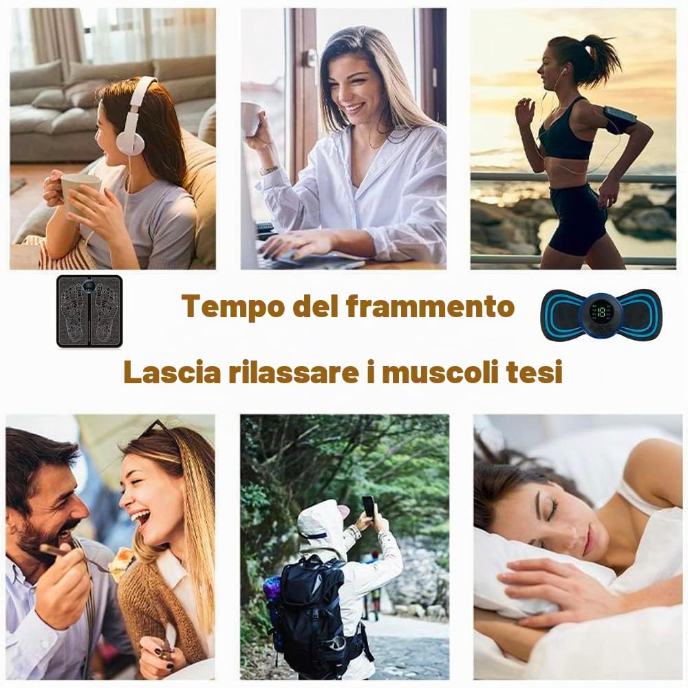 Massaggiatore Piedi, EMS Elettrico Portatile per la Circolazione Sanguigna e il Sollievo dal Dolore Muscolare Elettrostimolatore per Addominali Glutei Braccia Gambe Uomo Donna